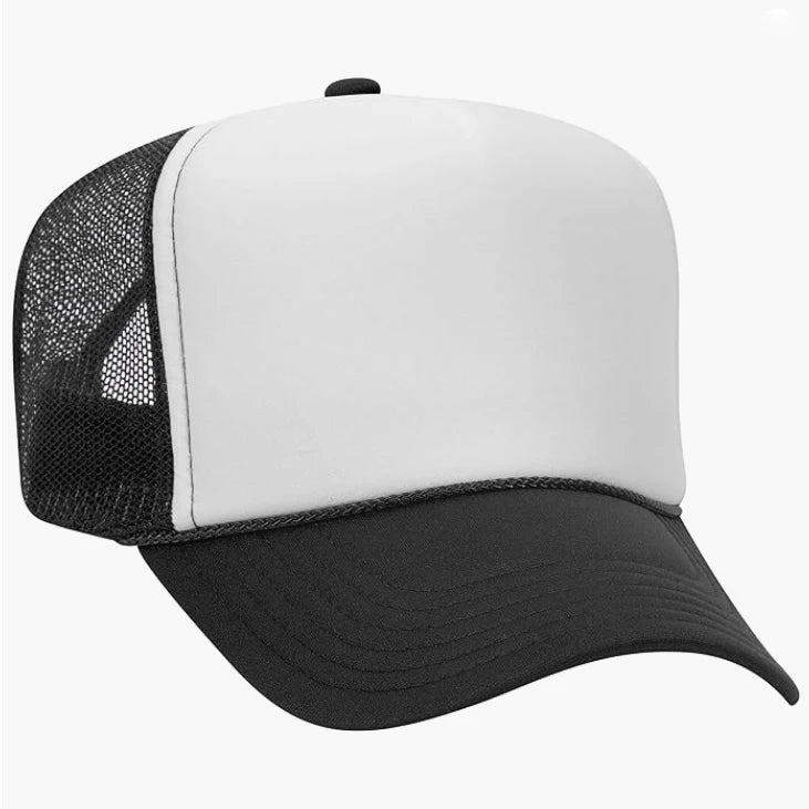 Custom 5-Panel High Crown Trucker Hat Fashion Business Logo Sporty Waterproof Foam Street Style Letter 3D 100% Acrylic Gold