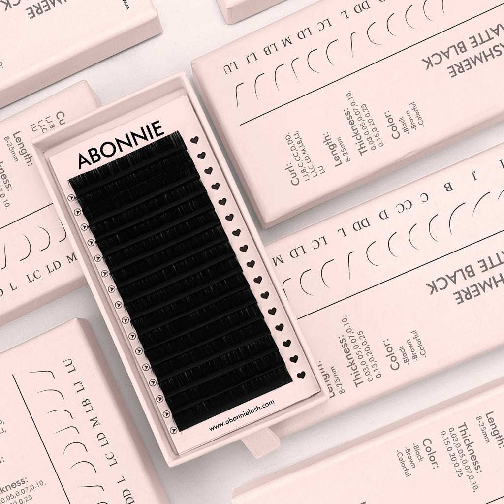 Abonnie Wholesale Lash Supplies Private Label Mink Korean Velvet Matte Black Eyelash Extension Cashmere Lashes Extensions