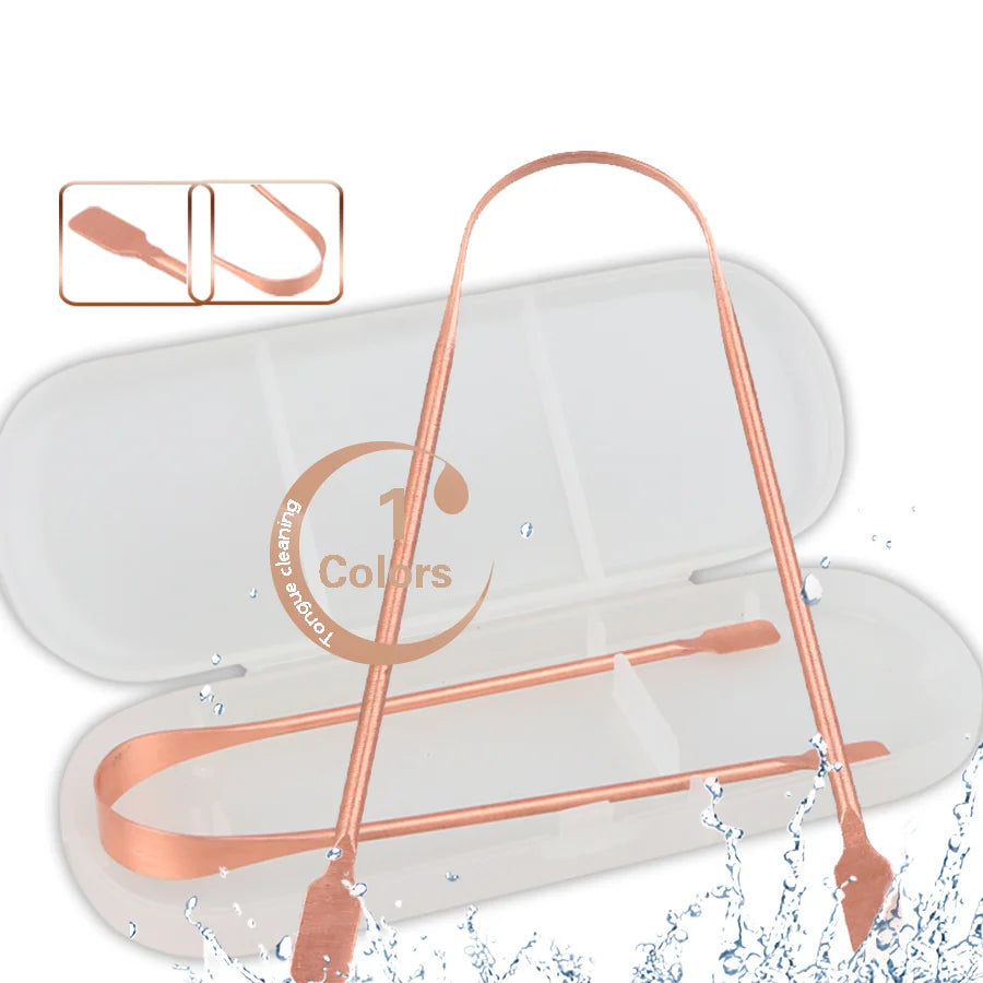 2023 Wholesale Price Oral Care Copper Rose Gold Tongue Cleaner Scraper Fight Bad Smells Reusable