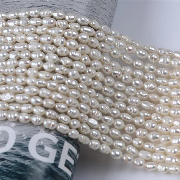 Zhuji Wholesale Natural White 3-4mm Freshwater Rice Pearl Strands Loose Pearls for Jewelry Making