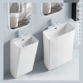 Chaozhou Sanitary Ware Manufacturer One Piece Ceramic Bathroom Washbasin Sink Square Pedestal Hand Wash Basin