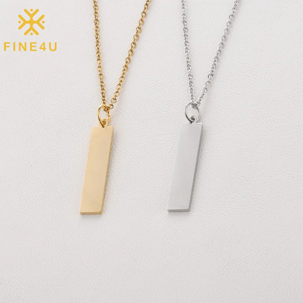 Wholesale Custom Engraved Name Jewelry Gold Plated Blank Stainless Steel Bar Necklace