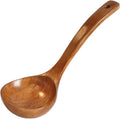 Classic Natural Kitchen Tools Non-Stick Large Soup Spoon Long Handle Wood Ladle Handmade Utensils Home Restaurant Use New