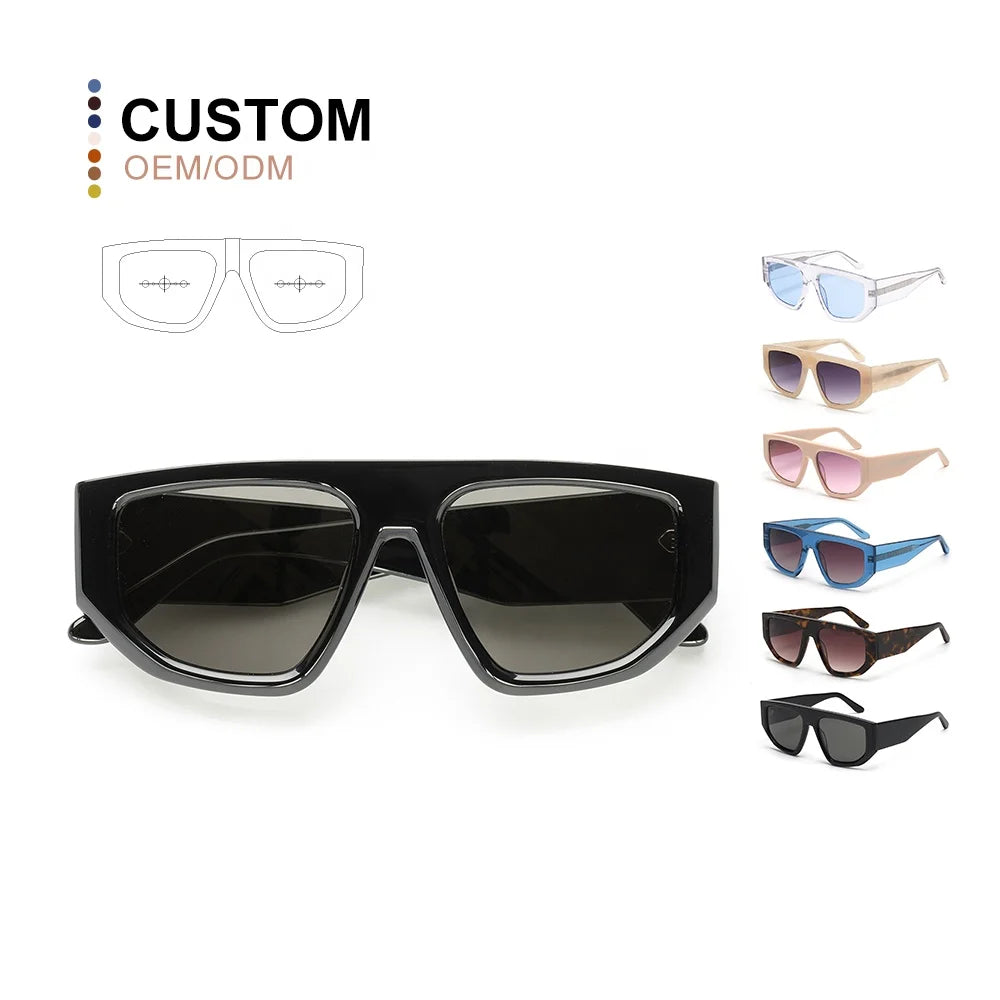 Sunglasses Wholesale Luxury Designer Black High Quality Custom Shape Personalized Acetate Sunglasses With Logo