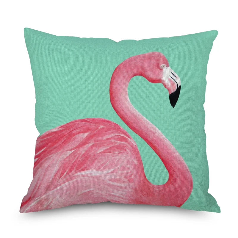3D Pink Feather Flamingo Pattern Cushion Geometric Cover Home Sofa Car Decor Pillow Case