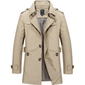 Men's Cotton Mid Length Trench Jacket Business Casual Coat With Pocket Decoration Spring Autumn Windbreaker for Male