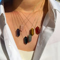 Natural Amethyst Thex Prism Crystal Pendent Stone Necklace Healing Stone Necklace for Men Women Stainless Steel Chain Jewelry