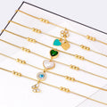 Tarnish Free Waterproof Fashion Jewelry Simple Clover Heart Gold Plated Stainless Steel Eyes Butterfly Pendant Anklet for Ladies
