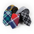 Men's Cotton Skinny Plaid Necktie for Wedding Business & Casual Classic Slim Suits with Classic Neckties