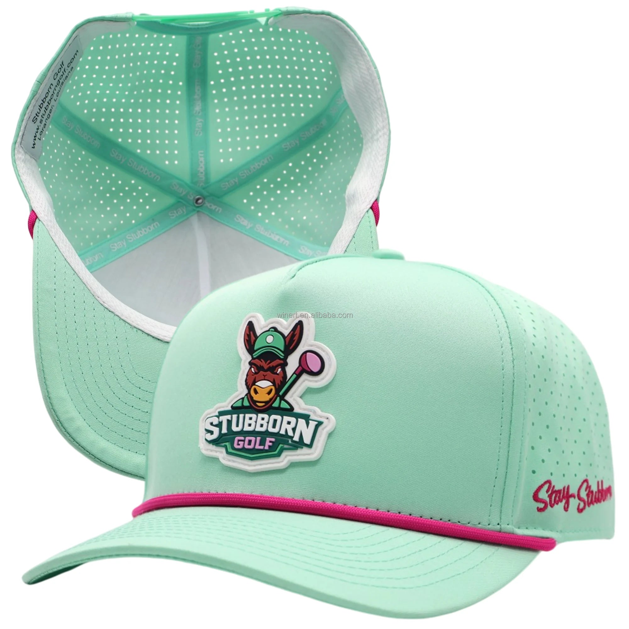 Wholesale Breathable Laser Perforated 5 Panel Golf Hat Waterproof Polyester Custom Rubber Pvc Patch Logo for Golf Sports Gorras