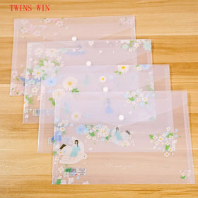 Students Use test Paper Storage Bag A4 Transparent Cartoon Cute Button Waterproof Information Document Bag684