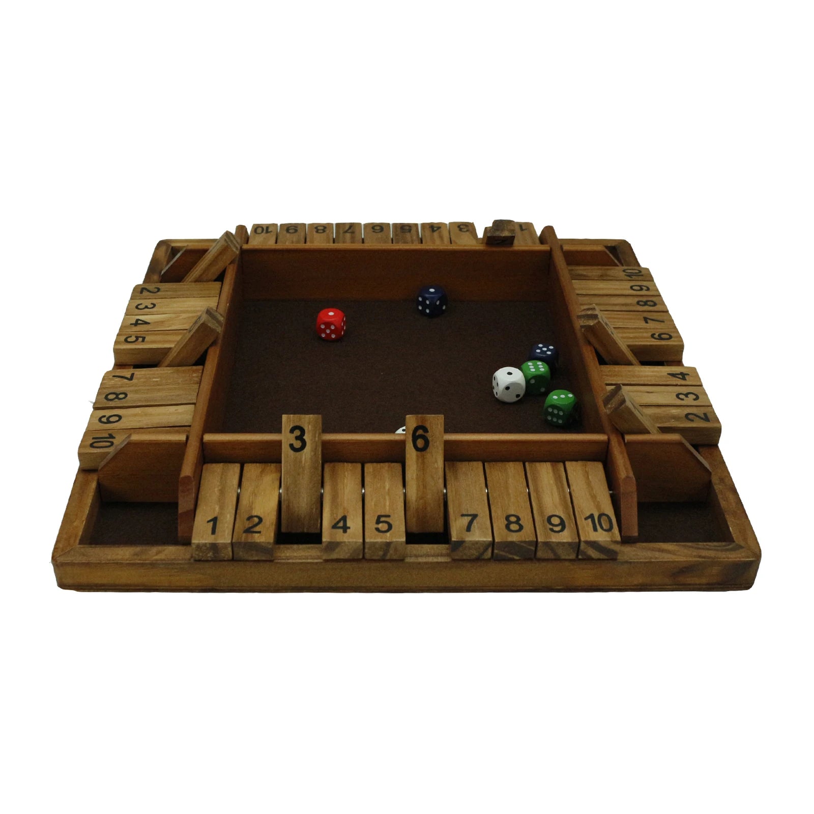 Wooden 4 Players Shut the Box Dice Game Classics Tabletop Version and Pub Board GameVintage