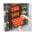 China Best Plastic Clear Stackable Refrigerator Drawer Milk Vegetable Storage Box with Drain Tray