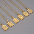 Custom Personalized 18K Gold Plated Square English Initial A-Z Letter Pendant Jewelry Stainless Steel Letter Necklace