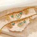 Vintage Gold Plated Turquoise Blue Devil Eye Snake Chain Bracelets Stainless Steel Turkish Blue Evil Eyes Charm Bracelet