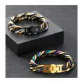 High Quality Trendy Colorful Stainless Steel Jewelry Bracelets Fashion Cuban Links Chain Bracelets Mens Bangles