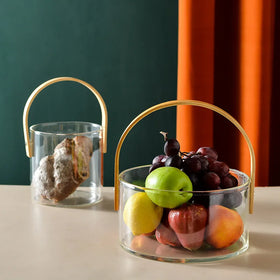 High Borosilicate Portable Glass Fruit Basket Snack Storage Larger Glass Plates