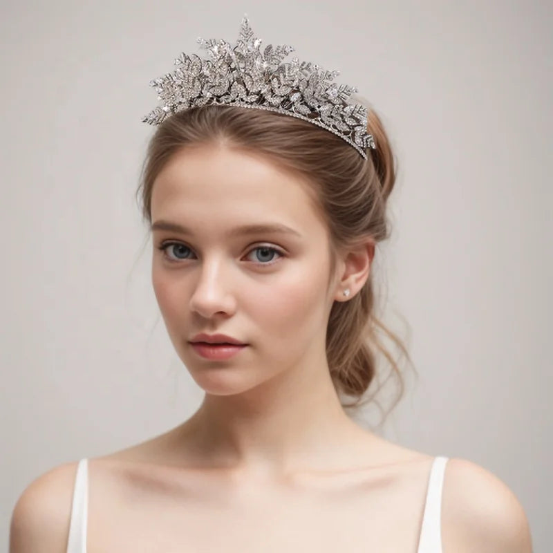 Handmade Luxury Princess White K Color Zircon Tiaras and Crowns for Wedding Bridal