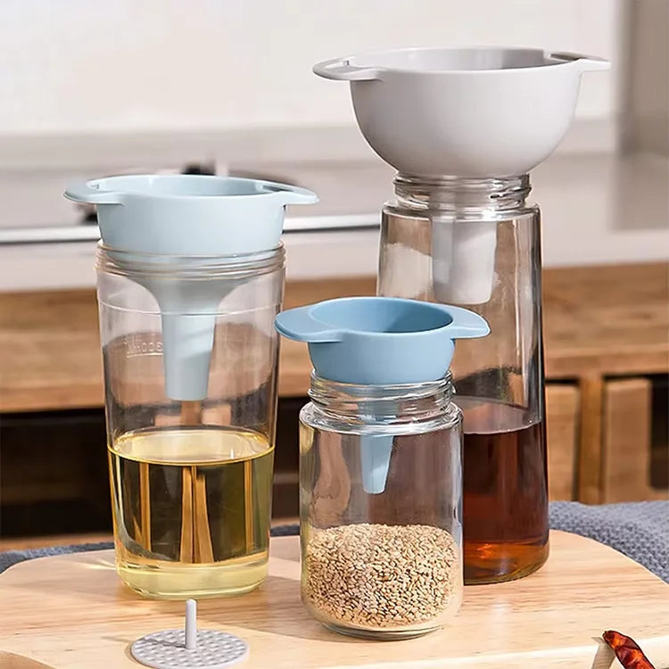 Multifunctional 4-in-1 Kitchen Gadgets New Trends Food Grade Plastic Funnel Set Durable PP Wine Oil Strainer Filter Utensils
