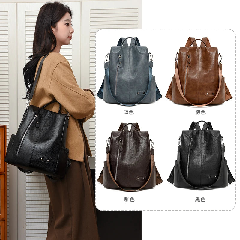 Wholesale Durable PU Backpacks Trendy Waterproof Ladies Bag Casual Outdoor Travel Backpack for Women