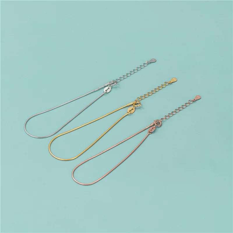 Soild 925 Sterling Silver 0.85mm Snake Bone Chain Bracelet for Diy Charms Bracelet Jewelry Making