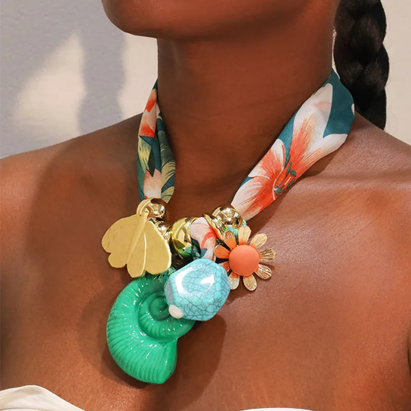 Summer Necklace 2025  Silk Scarf Charm  Best Friend  Bandana Necklace