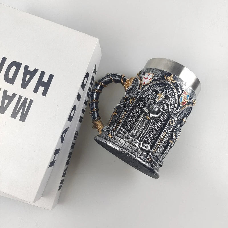 2025 New Products 304 Stainless Steel Mug MCA22 Medieval European Soldiers 600ml Beer Cup Retro Wine Cup