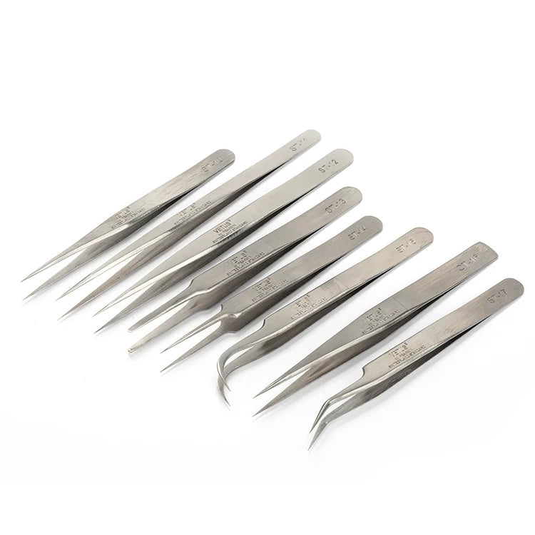 Professional Stainless Steel Tweezers Bird's Nest Hair Raising Clip Elbow Small Tweezers Elbow Pointed Bird's Nest Clip