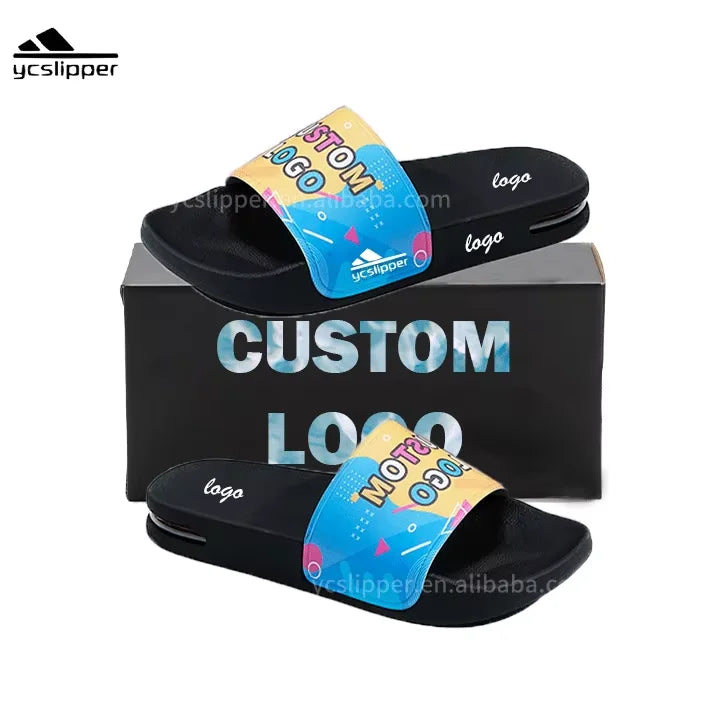 Custom Fashion Embossed Logo Slides Classic Design Slippers Non-Slip Comfort Footwear for Adults