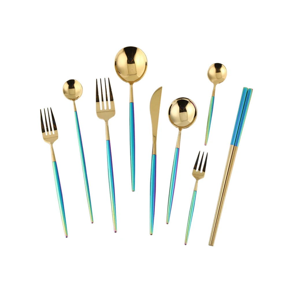 New Wholesale Custom Gradient Handle Specially Designed Exquisite Home Kitchen Tableware Set