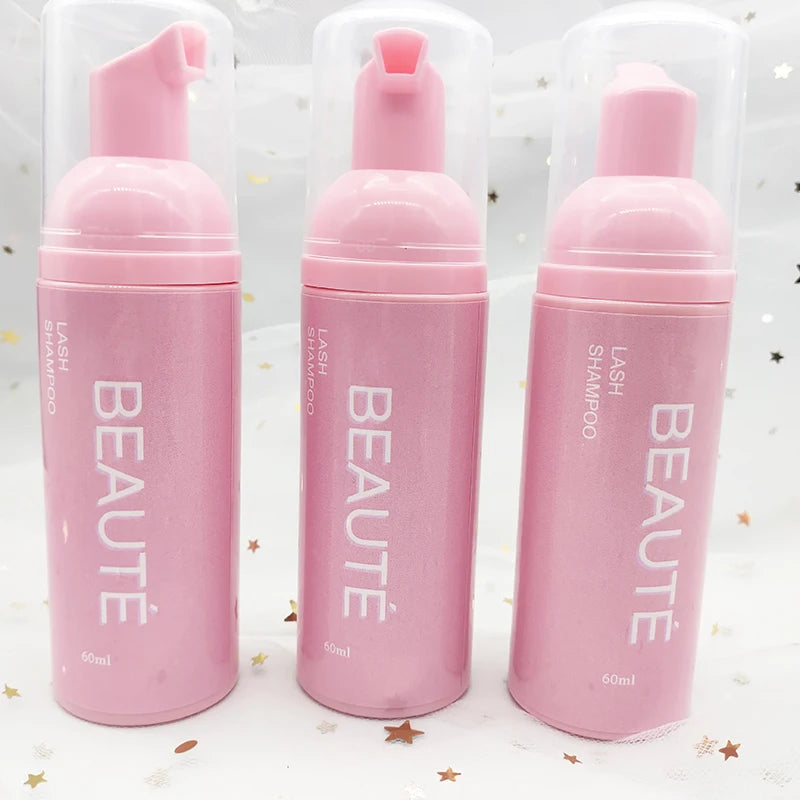 Custom logo Lash Cleanser Shampoo Bottle 150ml 60ml Lash Cleanser Kit White Black pink Fluffy Lash Cleanser Brush