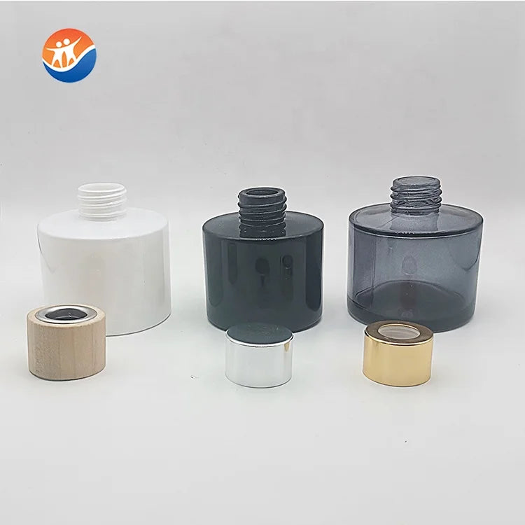 Custom Simple Clear Round Aroma Perfume Container Home Fragrance Essential Oil Diffuser Accessories Glass Aromatherapy Bottle