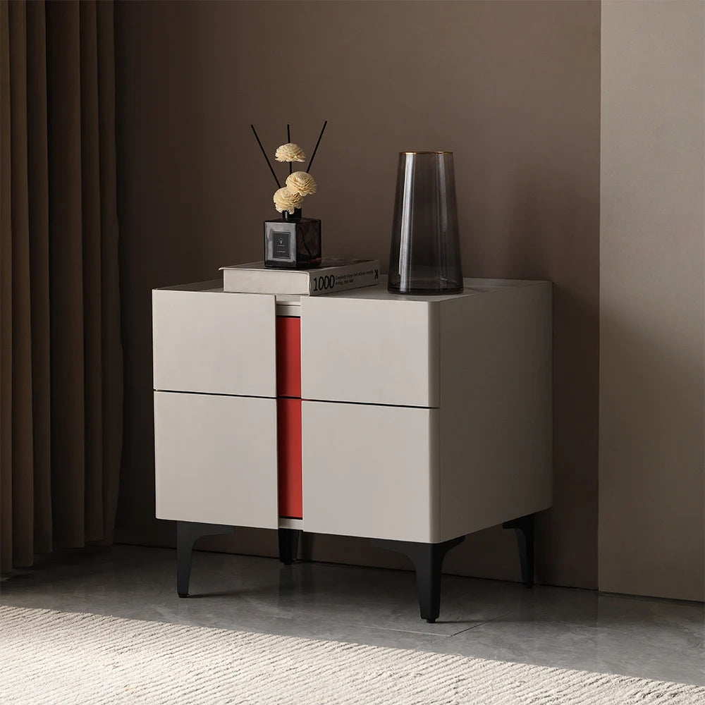 HANYEE Custom Factory Made Marble MDF Bedside Table House Side Bedroom Nightstand Corner Table Stone Style Side Cabinet