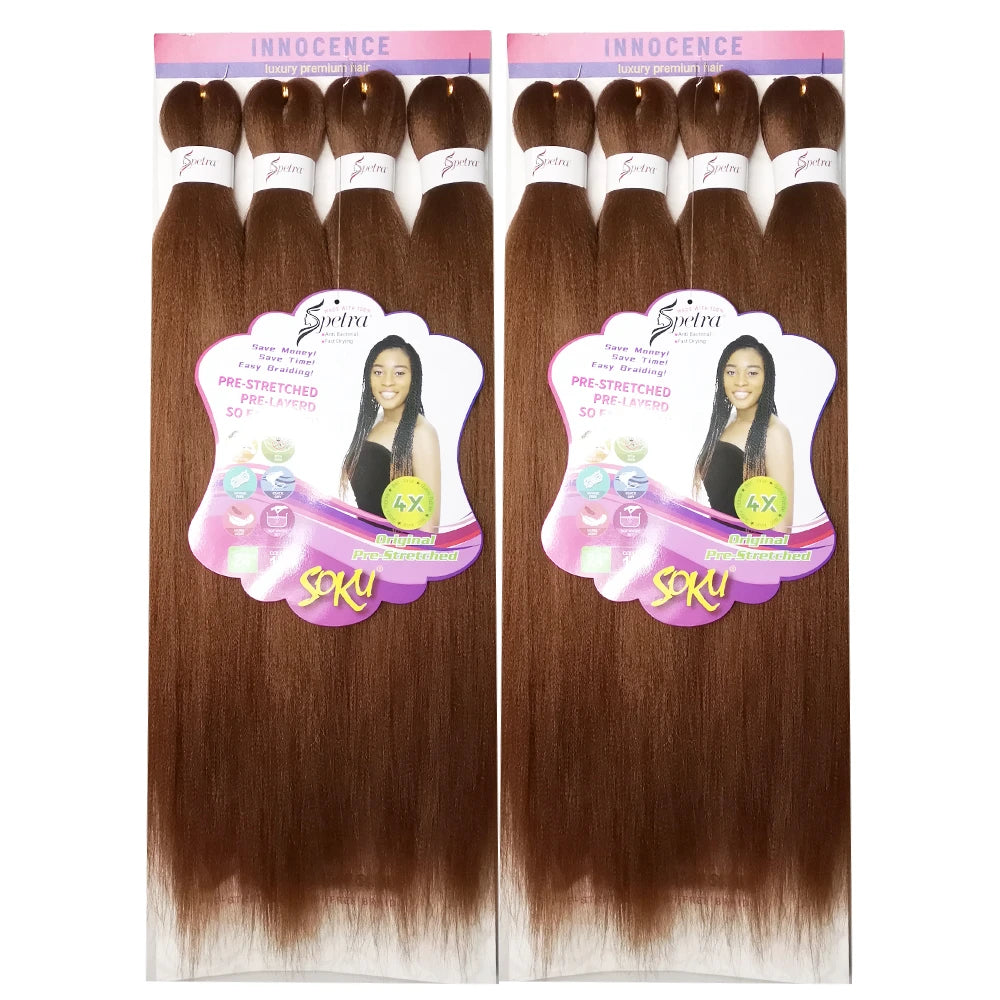 X-TRESS Easy Braiding Synthetic Ombre Pre Stretched Crochet EZ Braid Hair Extensions Soft Yaki Straight Hair Braids