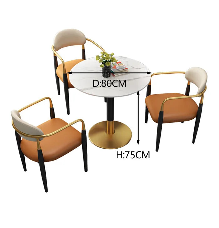 Nodric Slate Top Carbon Steel Base Round Conference Negotiation Table for Office Meetings