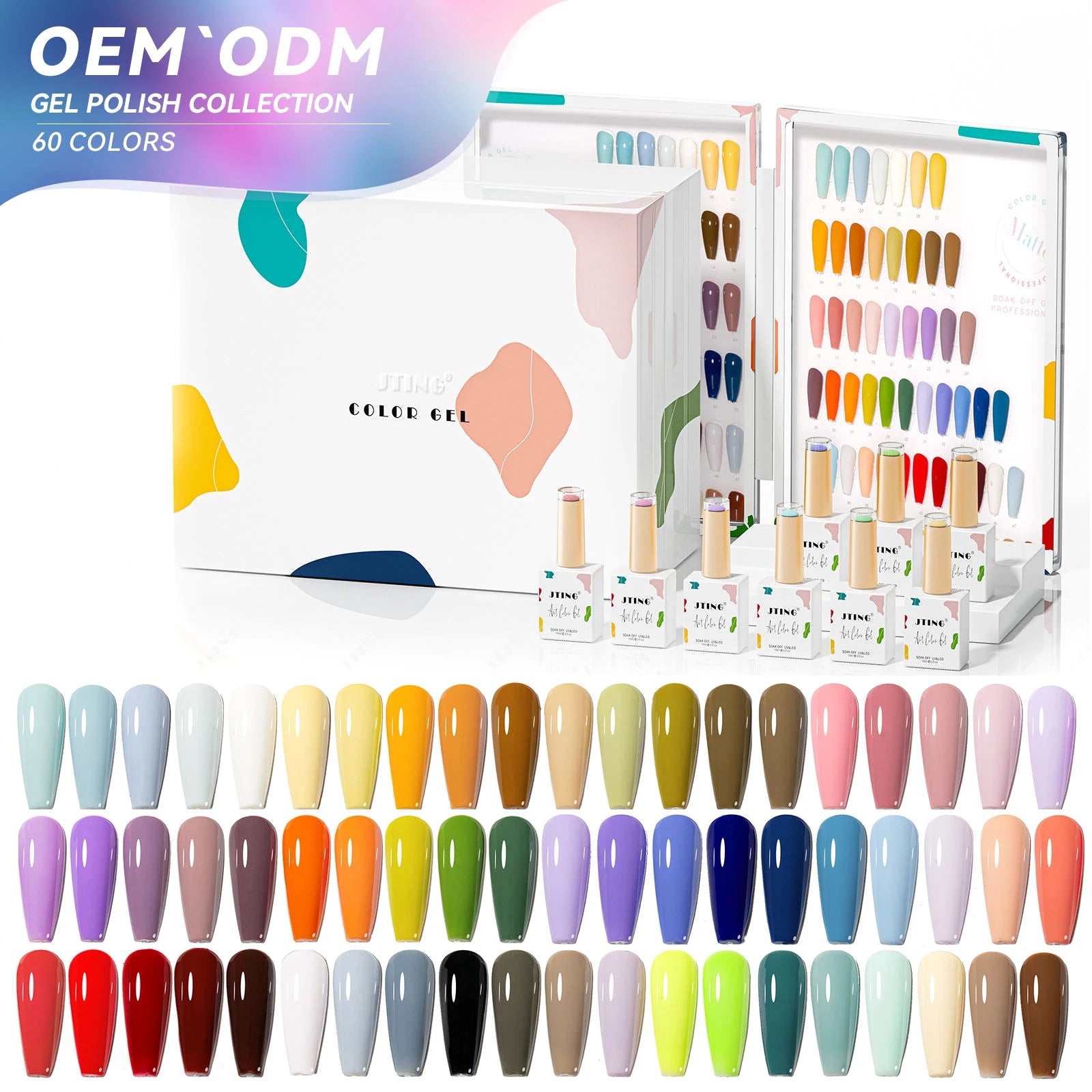 JTING Free Customize Design Summer 60colors Gel Polish Collection Set Box Low Moq Private Brand Gel Nail Polish Nail Supplies