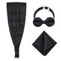 100% Microfiber Woven Polyester Black Paisley Embroidered Cummerbund and Bow Ties Set for Men with Pocket Square-Casual Durable