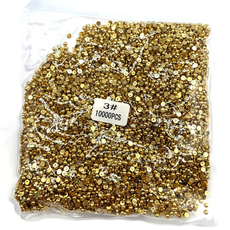 ABS Half Round Resin Rhinestone Beads Color Pearls Flatback with Self-Adhesive Picker Pencil DIY Phone Nail Face Art Decorations