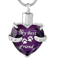 Stainless Steel Children's Paw Print Memory Urn Cremation Pet Keepsake Ash Necklace Silver Plated Classic Heart Pendant My Best
