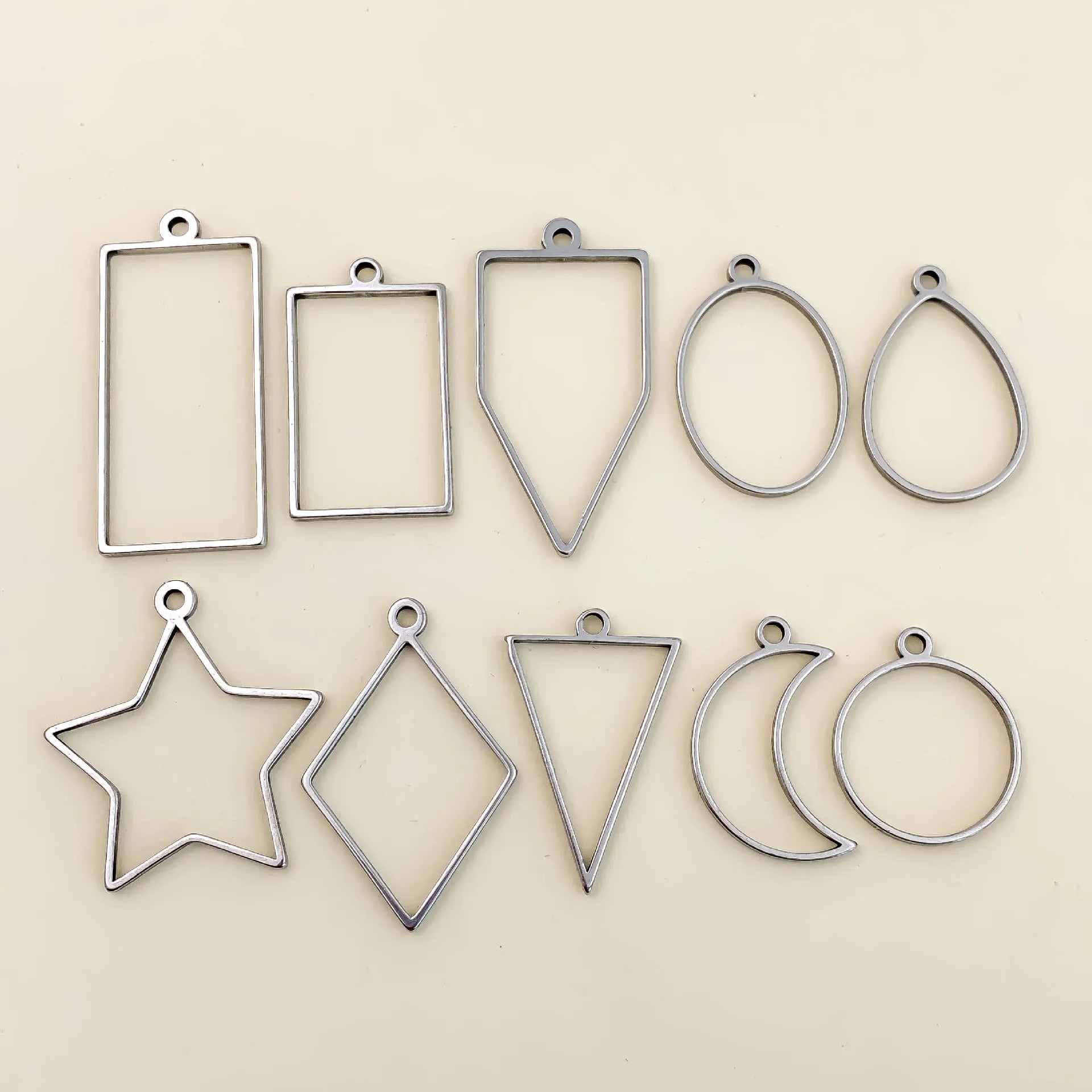Oval Round Heart Moon Shape Pendant Blank Setting Bezel Stainless Steel for DIY Earring Necklace Pendants Charms