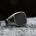 OAHLAN Wholesale Fashion Jewelry Black Glue Drop Simple Titanium Stainless Steel Rings for Men