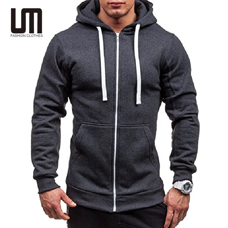 Custom Logo Trending Product New Men Casual Solid Color Zipper Outdoor Hoodies Sweatshirts