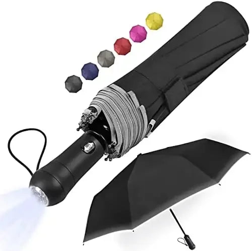 Fully Automatic Umbrella Screen Shade Dual Use with LED Flashlight LOGO Printing Business Rain Sun Protection Folding Umbrella