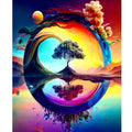 Painting by Number for Adult Kits Wave Reflection Tree Landscape Drawing on Canvas Picture Handpainted for Home Decoration