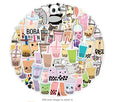 Boba Stickers 50 Pcs Bubble Tea Milk Tea Vinyl Decal UV Eco-Friendly Waterproof Cute Sticker Pack for MacBook Bottle Laptop