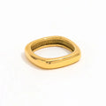 Joolim High End PVD 18K Gold Plated Dainty Square Curved Surface Rings for Women Finger Ring