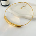 Fashionable OL Style Titanium Steel Curved Collar Unique Minimalist Snake Bone Chain Titanium Steel 18k Gold-plated Necklace