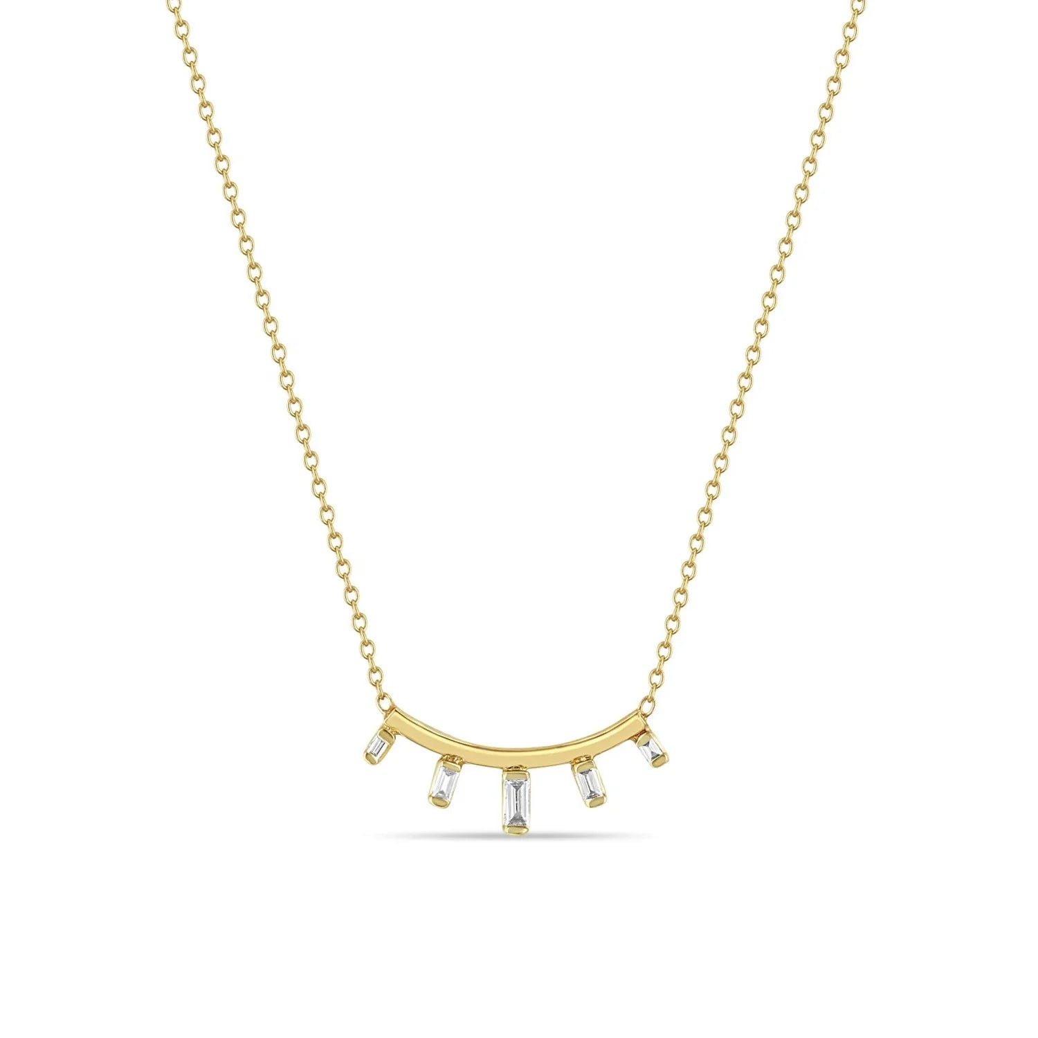 LOZRUNVE 925 Sterling Silver Trend Baguette Curved Bar Necklace Choker Women Jewelry Gold