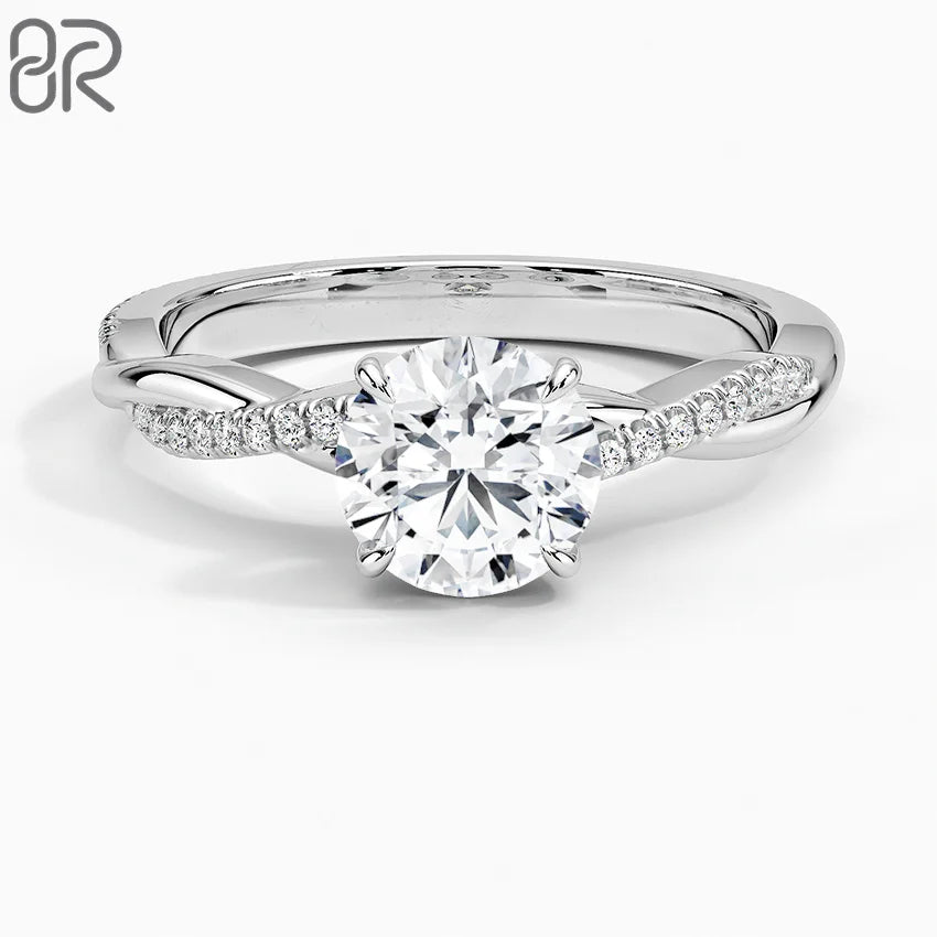 3.5~4g 1/2Carat Moissanite Engagement Ring Charm Petite Twisted Vine White Gold Plated VVS Wedding Rings for Women