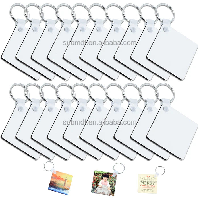 Promotional Customized Logo Double Sided Sublimation MDF Wooden Blank Key Chain Keychains